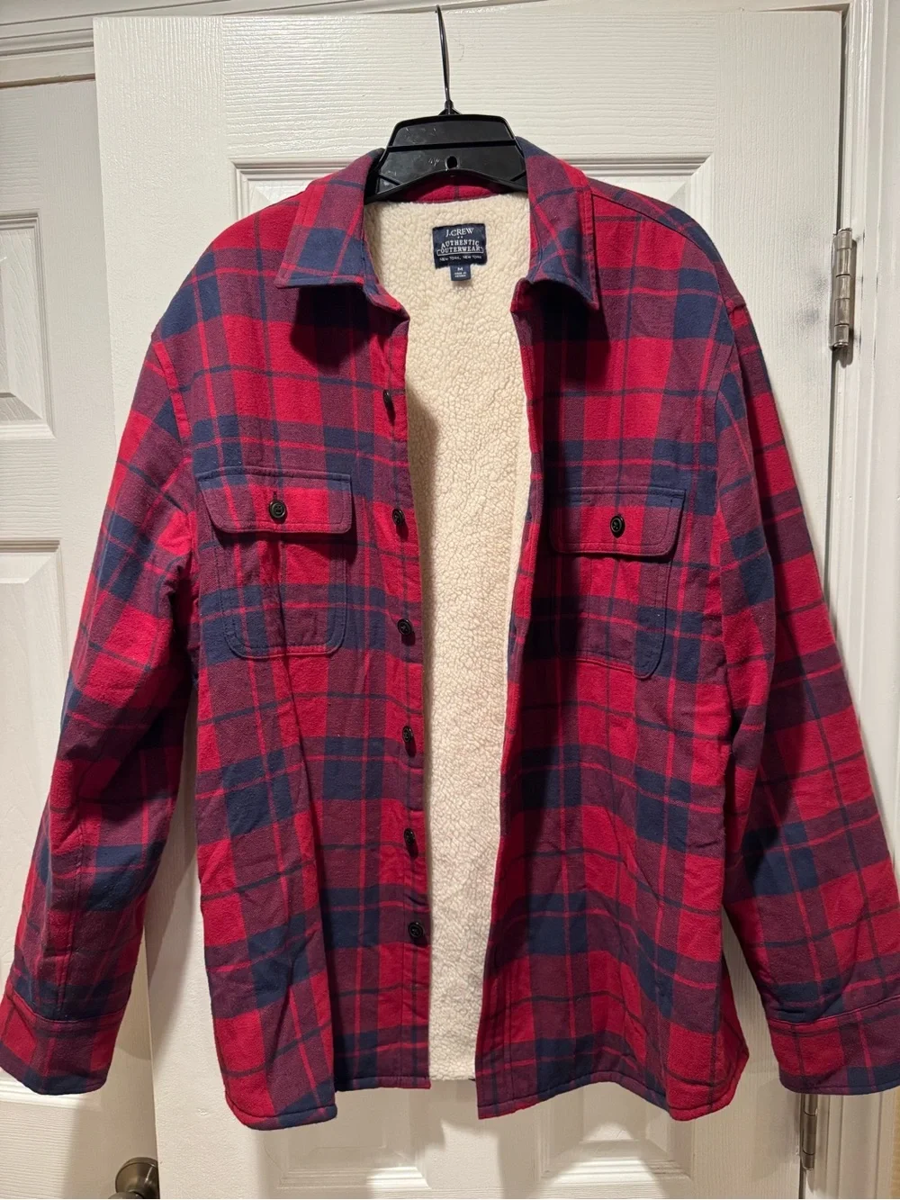 JCREW Flannel -Lined Button-Up Jacket - Red & Navy